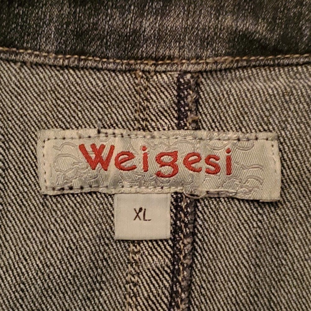 Weigesi Embroidered, Embellished, Distressed Denim Blazer Sz XL Jr / M8 Women - Picture 12 of 12